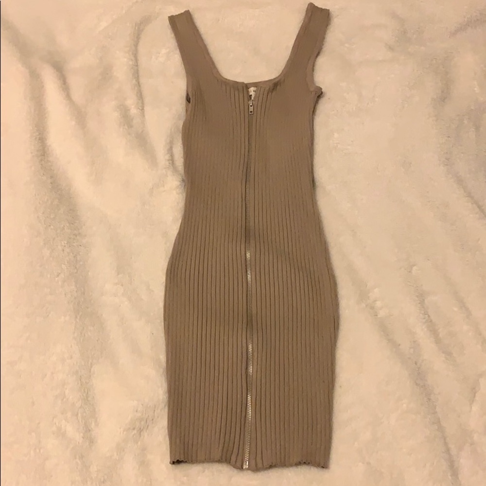 Tan zip up dress